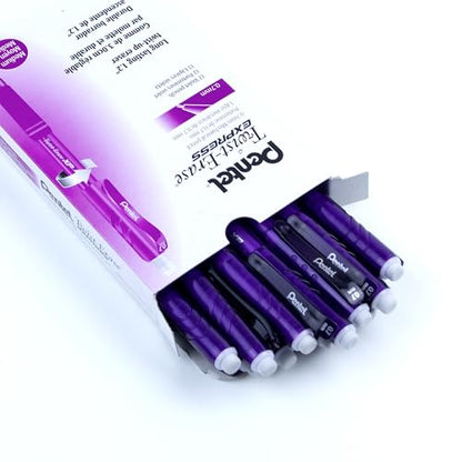 Pentel Twist Erase EXPRESS Automatic Pencil, 0.7mm Lead Size, Violet Barrel, Box of 12 (QE417V) - color: Violet, size: 12 Count (Pack of 1)