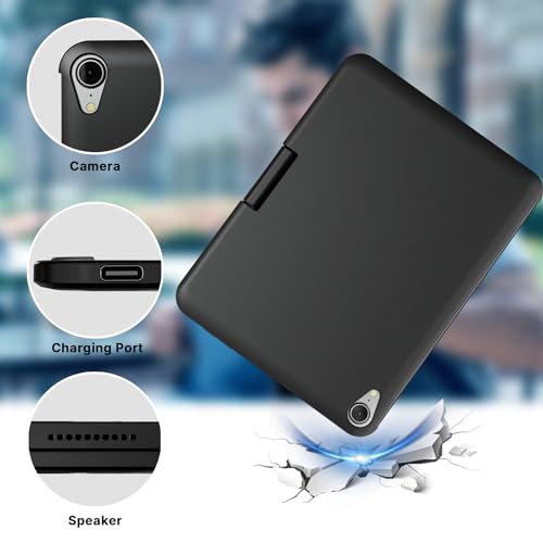edaiser Swivel Keyboard Case iPad mini 7th A17 Pro & 6th Generation Black | 360 Degree Rotatable Protective Cover | Compact Bluetooth Keyboard | Trackpad | RGB Backlit | Flexible Use for Kids/Students - color: Black, size: iPad Mini (7th-6th)