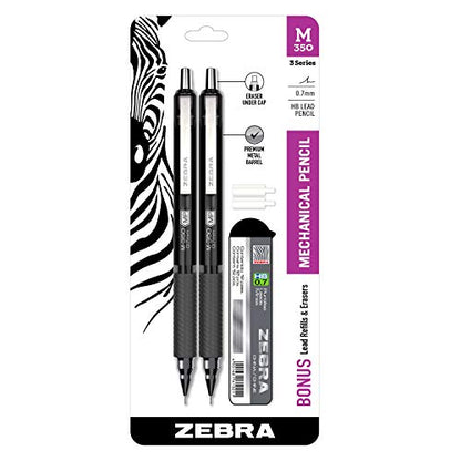 Zebra Pen STEEL M-350 Black Mechanical Pencil, 0.7mm, Medium Point 2-Pack - color: Black Barrel, size: 1 Count (Pack of 2)