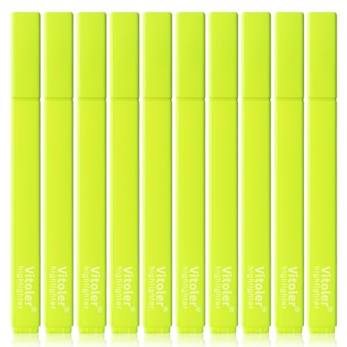 Vitoler Yellow Highlighters,Bright Color Dry Fast,Chisel Tip,10Pcs | Dry Fast,long lasting high quality for bible study,books,journal,writing,school office - color: YEL Fluorescent Colors, size: 10