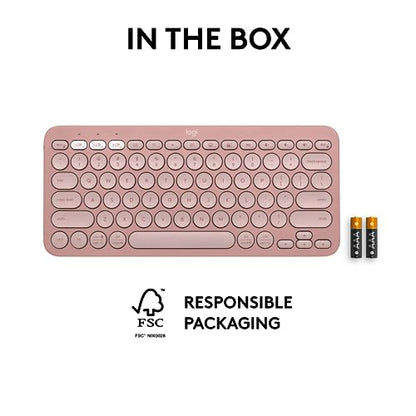 Logitech Pebble Keys 2 K380s, Multi-Device Bluetooth Wireless Keyboard with Customizable Shortcuts, Slim and Portable, Easy-Switch for Windows, macOS, iPadOS, Android, Chrome OS - Tonal Rose - color: Rose