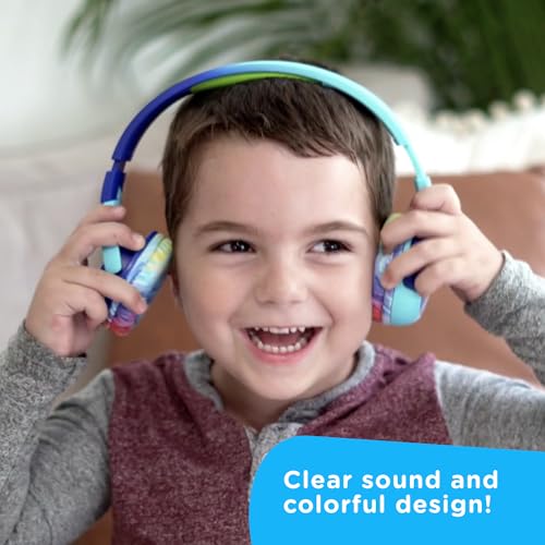 Move2Play, Kidz Bop, Bluetooth Headphones for Kids | Hi-Def Microphone & Speakers | 94dB Volume Limiting | Wireless | Adjustable | School Use | Gift 3 4 5 6 7 8+ Year Old Girls Boys - color: Blue