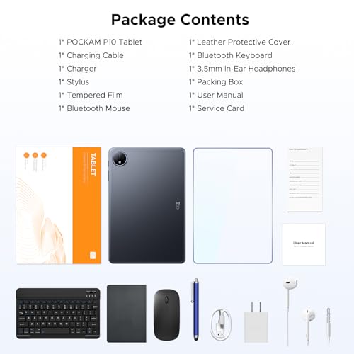 P10 10.1 inch Tablet, Android Tablet with Gemini AI, 48GB RAM+128GB ROM, 7000mAh, Unisoc T310 Quad-Core, 90Hz, 8MP + 5MP, WiFi 5, Bluetooth 5.0, Dual Speakers, Tablet with Keyboard, Pen- Gray - color: Gray