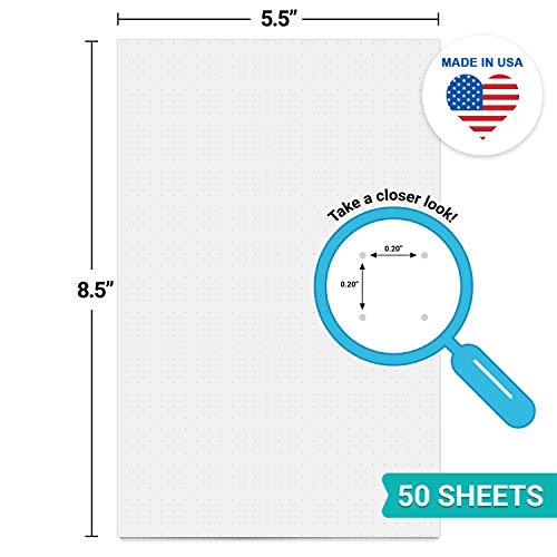 321Done Dot Grid Notepad & Memo Writing Pads - 50 Tear-Off Sheets, 5.5x8.5 Notepads, 1/5 Dots Note Pads, Note Paper, Scratch Pad, White 70 lb Paper, Chipboard Backing, Made in USA - color: Dots - 0.20" Small Grids, size: Half Size (5.5" x 8.5")