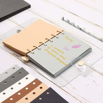 Mogoostry A7 Blank Filler Paper 6 Color Refill Paper for 6 Ring A7 Binder Planner Inserts 6 Hole Blank Note Paper Refills 300 Sheets Loose Leaf Paper - color: Dark 6 Color