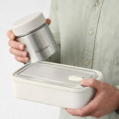 Modaniam Stainless Steel Bento Box, Stainless Steel Lunch Box for Adults, 42 OZ, Metal Lunch Box, Lunch Containers with Compartment, Vanilla, Leak Proof - color: Vanilla: 42 OZ Lunch Box Set