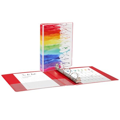 Avery Mini 3 Ring Binder, Holds 5.5" x 8.5" Paper, 1" Round Rings, 175-Sheet Capacity, 1.4 Inch Wide Spine, Watercolor Rainbow Design, Great for Home, Office, School Supplies, and More (18713)