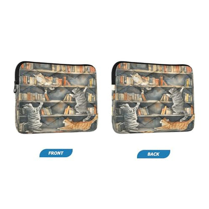 Laptop Sleeve Notebook Computer Pocket Case MacBook Pro 13-14 Inch Sleeve Cats Playing Bookshelf for Woman Man