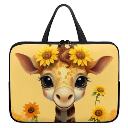 Giraffe 13 Inch Laptop Sleeve, Laptop Cover Computer Bag Tablet Carrying Case with Handle, Fashion Zipper Tote Bags Notebook Sleeves Handbag Messenger Briefcase Gifts for Women - color: Giraffe, size: 13inch