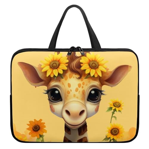 Giraffe 10 Inch Laptop Sleeve, Laptop Cover Computer Bag Tablet Carrying Case with Handle, Fashion Zipper Tote Bags Notebook Sleeves Handbag Messenger Briefcase Gifts for Women - color: Giraffe, size: 10inch