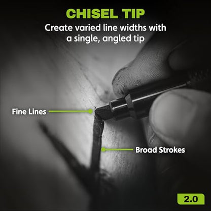 Tracer 2.0 Pack of 36 Chisel Tip Permanent Markers Black - Bulk Wide Tip Black Markers for Adults Carpentry and Construction Markers - Thick Wide Chisel Tip Marker Pens - 100 Hour Cap Off Time - size: 1 Count (Pack of 36)