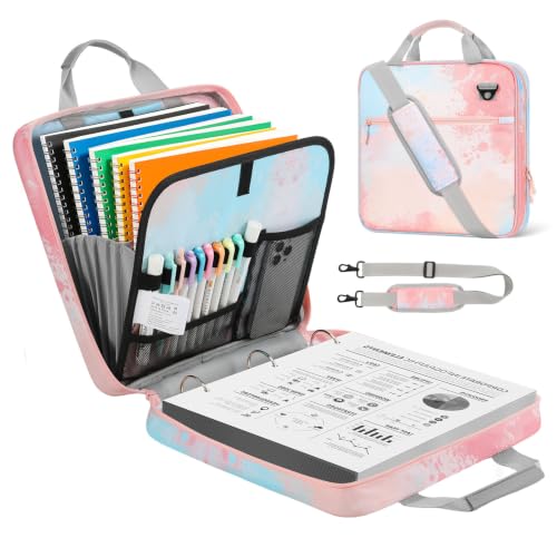 MoKo Zipper Binder, 2 inch 3 Ring Binder with 500 Sheet Capacity Multi-Pocket School Bag with Padded Shoulder Strap Handle, School Supplies Organizer for Middle Student, Orange Pink - color: Orange Pink, size: 2 Inches O-ring