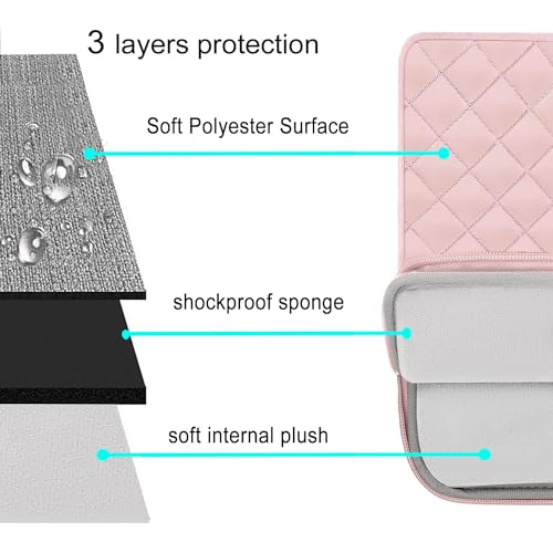MOSISO Laptop Case 14 inch, 14 inch Laptop Sleeve Compatible with HP Lenovo Dell ASUS, HP Stream, Dell Latitude, Lenovo IdeaPad, Square Quilted Vertical Computer Bag with Pocket&Small Case, Chalk Pink - color: Chalk Pink, size: 14 inch