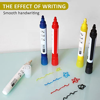 Yellow Glass Window Markers,Bold Wet & Dry Erase Marker Pens for Whiteboards,Reversible Dual-Tip Design Liquid Chalk Markers for Non-Porous Surfaces(Yellow, 10 Pack)