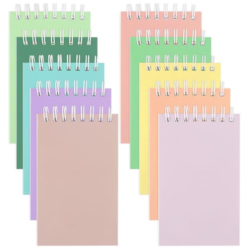 Hooqict 10 Pack Pocket Notebook 3x5 Colorful Mini Notebooks Small Spiral Notepads with Lined Pages, Memo Note Pads for Kids, Party Favors, Work, Office, Students School Supplies, 50 Sheets/100 Pages - color: Colorful