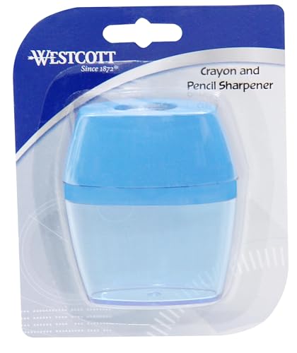 Westcott 15234 2-Hole Manual Crayon and Pencil Sharpener for School, Assorted Colors