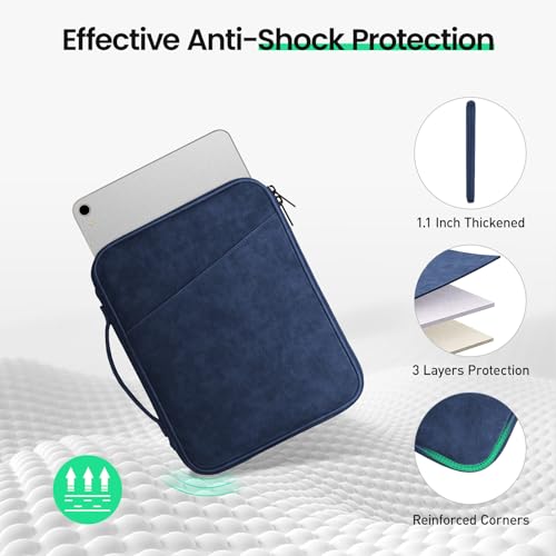DTTO 9-11 Inch Tablet Sleeve Bag for iPad A16 11-in/Air 11-in M3 M2, iPad 10th Gen 10.9", iPad 9/8/7th Gen 10.2", iPad Air 5/4th Gen 10.9", iPad Pro 11, Galaxy Tab A9+, Waterproof Travel Bag, Navy - color: Navy Blue, size: 9-11 Inch