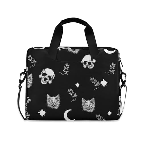 Skull Cat Moon Laptop Case 15.6 inch Computer Bag | Waterproof Laptop Briefcase Laptop Bag for Women & Men - color: Skull Cat Moon
