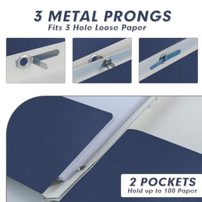 Two Pocket Folders, PANDRI 60 Pack Two Pocket Folders with Prongs, 3 Prong Folders Designed for Office and Classroom, Letter Size Darkblue - color: Darkblue