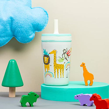 Zak Designs Kelso Toddler Cups For Travel or At Home, 12oz Vacuum Insulated Stainless Steel Sippy Cup With Leak-Proof Design is Perfect For Kids (Safari) - color: Safari