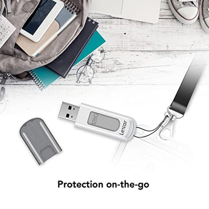 Lexar 128GB 2-Pack JumpDrive V100 USB 3.2 Gen 1 Flash Drive for Storage Expansion and Backup, Up To 100MB/s Read, Gray (LJDV100128G-B2HNU) - style: 2-Pack