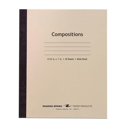 ROARING SPRING Composition Notebook, Manila Tag Flexible Cover, 144 Books, Wide Rule, 20 Sheets/40 Pages, 8.5" x 7", Made in USA - size: 20 Sheet