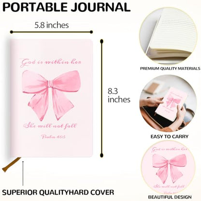 Pink Bow Bible Hard Shell Journal Notebook, Bible Notebooks for Note Taking, College Ruled Notebook, Inspirational Hardcover Notebooks, Journals for Writing Note Taking 200 Sheets (5.8 x 8.3)-6 - color: Multi 1572