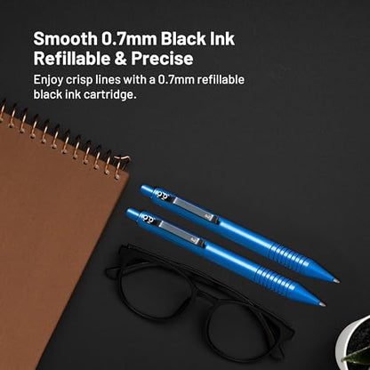 Everyman Aegean Grafton Full Click Refillable 0.7mm Gel Ink Pen | Sleek Anodized Aluminum EDC Pen with Deep Grooved Grip | Smooth Writing Pocket Pen for Office, Travel, Gifting & Daily Use - color: Aegean, style: Full Click