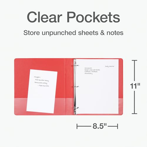 Oxford 1 Inch Binder, Durable 3 Ring 1 Inch with View Cover, XtraLife Hinge, Non-Stick PVC-Free, Red, 225-Sheet Capacity, Single Binder (1017671) - color: Red, size: 1 Inch