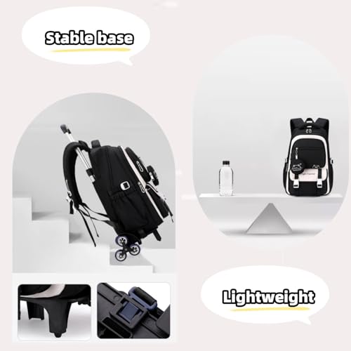 Rolling Backpack for Boys Girls Kids Backpack with Wheels Elementary School Roller Bookbag Trolley Bag Brown - color: 05-6 Wheels-brown, size: 6 Wheels