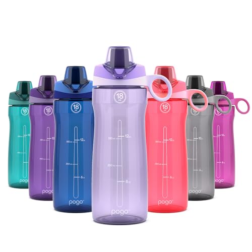 Pogo 18oz Plastic Water Bottle with Chug Lid and Carry Handle, Reusable, BPA Free, Dishwasher Safe, Perfect for Travel, School, Outdoors, and Gym, Lilac - color: Lilac, size: 18 Ounces