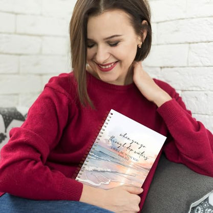 Coastal Christian Spiral Notebooks, Isaiah 43:2 Bible Journal, Scripture Journals for Writing, Christian Gifts for Women Men, Religious Notebook for Note Taking, 5.5x8.3 Inch - color: white Bible Notebook-6