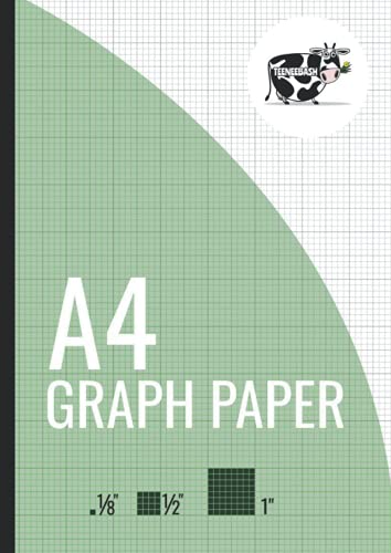 A4 Graph Paper: 100 Pages, 1/8" Squares, Imperial Quad Ruled Composition Notebook, Grid Paper