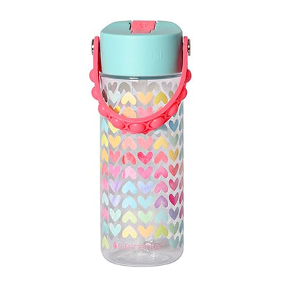 Elemental Leak Proof Water Bottles for Kids - Splash Kids Water Bottle for School with Pop-it Handle - BPA Free Tritan Plastic Reusable Water Bottle with Straw - Rainbow Heart - 18oz - color: Rainbow Heart