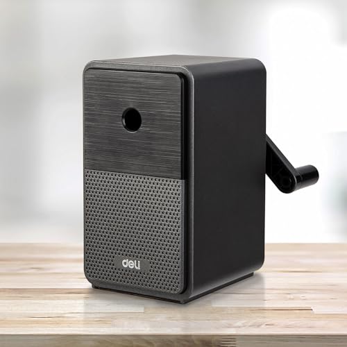 Deli Manual Pencil Sharpener - Auto-in Hand Crank with Adjustable Point for Colored Pencils, Kids, Students, Classroom, Home and Office, Black - color: B-black