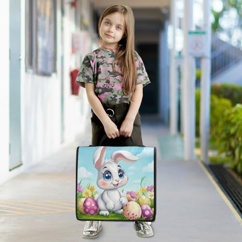 Easter Bunny Zipper Binder 3 Ring 1.5 Inch School Binder Organizer with Shoulder Strap Handle File Folder Pockets Large Capacity Students Girl Boy Men Office Work - color: Easter Bunny