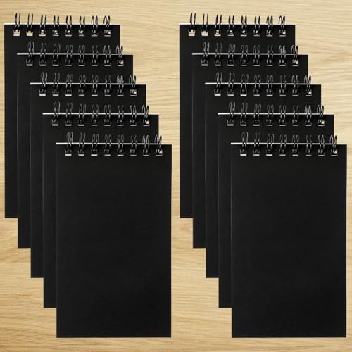 Hxezoc 10 Pack Small Pocket Notebooks, 3 x 5 Inches Mini Black Spiral Pocket Notebook with Lined Pages Memo Pads for Kids Home Office School Classroom Decoration Supplies - style: Black