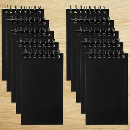 Hxezoc 10 Pack Small Pocket Notebooks, 3 x 5 Inches Mini Black Spiral Pocket Notebook with Lined Pages Memo Pads for Kids Home Office School Classroom Decoration Supplies - style: Black