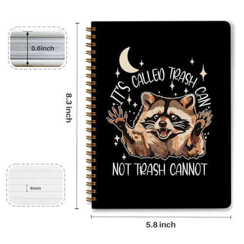 NISTOMISU Funny Raccoon Notebook, Whimsical Celestial Raccoon Journal, Funny Office Supplies, It's Called Trash Can Not Trash Cannot Animal Hardcover Spiral Notebooks, Lined Paper, 5.8x8.3 Inch - color: Raccoon Humor
