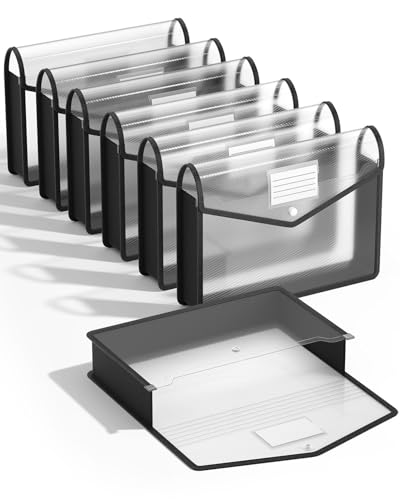 Plastic Expanding File Folder, Black File Folder Organizer Holder | Transparent envelopes with Snap Closure, No Dividers, Large Capacity, Bills&Taxes, Letter/A4 Size, 7 Pack - color: Black, size: A4-Size -13"L× 9.8"W