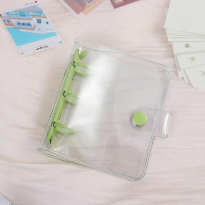 2 Pcs Mini 3 Ring Binder Covers with Mini Binder Inner Paper Pockets Clear PVC Notebook Loose Leaf Binder Round Ring Protector Binder Pockets