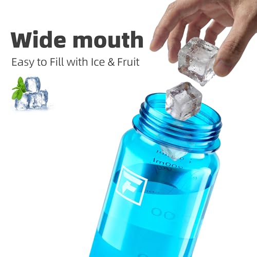 Fanhaw 32 oz Clear Water Bottle with Straw Lid - Tritan, BPA-Free, Lightweight, Wide Mouth, Leak-Proof, Perfect for Gym, Travel, School, Office, and Sports(Classic Blue) - color: Classic Blue