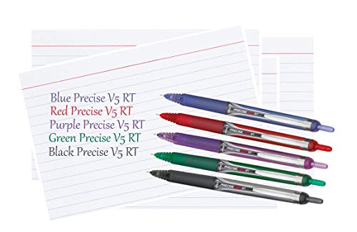 Precise V5 RT Retractable Rolling Ball Pens, Extra Fine Point (.5mm), Blue Ink, 6-pk; Premium Comfort Grip, Bundle with Plastic Reusable Pouch - color: Blue, size: 1 Count (Pack of 6)