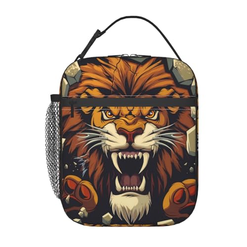 Insulated Lunch Box for Women Men, Lion Theme Lunch Box Reusable Portable Lunch Bag Cooler Tote Waterproof Lunch Container for Office Picnic Work Travel - color: Color201