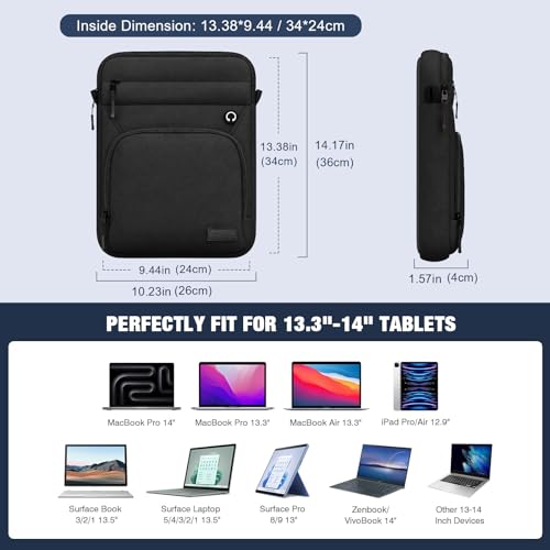 MoKo 13-14 Inch 360° Protection Laptop Sleeve Bag with Earphone Port | Fits Mac Neo 13-inch, Mac Air 13/13.3/13.6-inch, Mac Pro 13/14-inch and Surface Pro 9/8/10/11 13-inch, Black - color: Black, style: 13.3-14 Inch