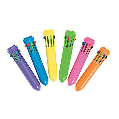 Fun Express Neon Mini Shuttle Pens (set of 12) Each Pen has 10 Different Ink Colors