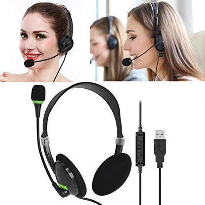 USB Computer Headset, PC Headphone with Clear Chat Microphone, Lightweight On-Ear Wired Headset for Business, Skype, Webinars, Online Education, Call Center (Color:900, Black)
