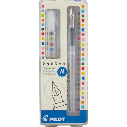 Pilot Kakuno Fountain Pen, Clear Barrel, Medium Nib, 0.5mm, Pilot Kakuno Fountain Pen Extra Fine - size: 1 Count (Pack of 1), style: Medium Nib