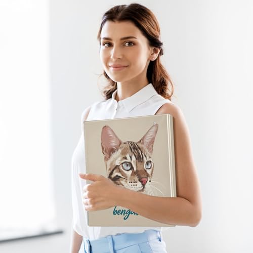 Fustylead Bengal Cat 3 Ring Binder, D-Rings 1.5" Hardcover Folder, Fits 200 Sheets of A4 Paper, Durable Clipboard & Clean View with Inside Pockets for School Home Office - size: 12.4x10.63x2.36 Inch-2 Pack