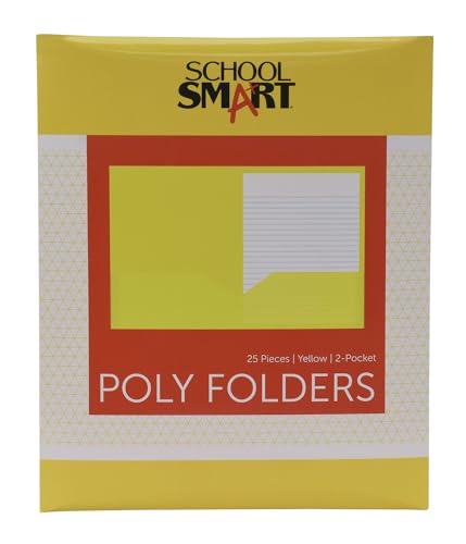 School Smart 2-Pocket Poly Folders, Yellow, Pack of 25 - color: Yellow, style: No Fasteners